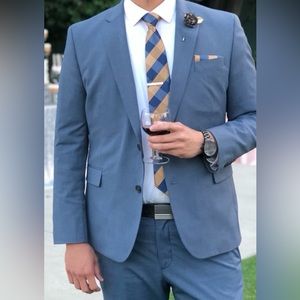 J Ferrar Light Blue Slim Fit Suit